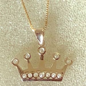 Gold pendent and chain diamonds CZ 10k solid gold